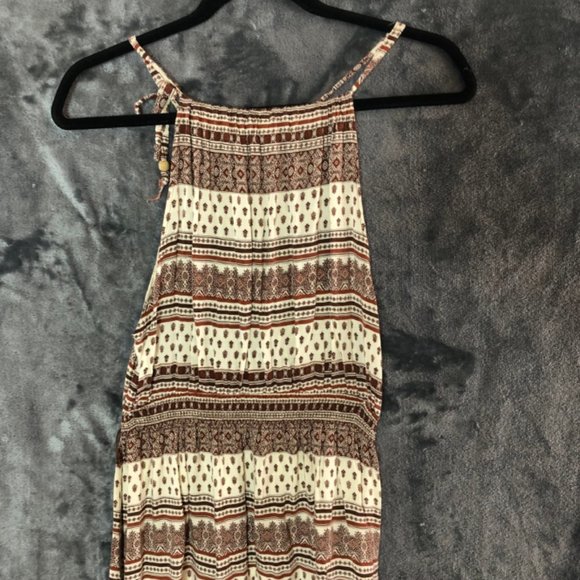 Brown & White Aztec Print Maxi Dress SZ L - Picture 2 of 6